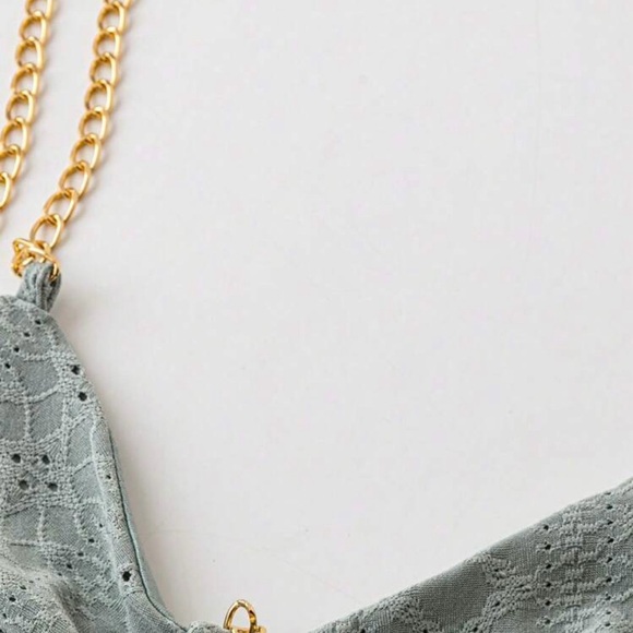 Green Lace Dress with Gold Chain Straps size XL NEW - Picture 5 of 6